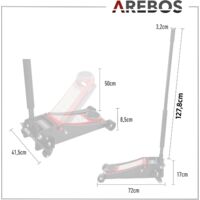 Cric Hydraulique 3 Tonnes Avec Pédale - Support Voiture Sécurisé - Pour Garage Et Hobby - Certifié TÜV - 2 Chandelles Incluses