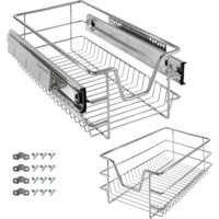 Arebos – Tiroir télescopique 30 cm – Capacité de charge 20 kg – Rail amortissant pour traction silencieuse – Pour cuisine et rangement
