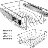 Arebos – Tiroir télescopique 40 cm pour cuisine – Capacité 20 kg – Rail amortissant pour traction silencieuse – Installation facile