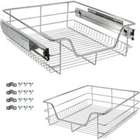 Arebos – Tiroir télescopique 50 cm – Capacité de charge 20 kg – Rail amortissant pour traction silencieuse – Pour cuisine et rangement