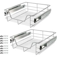 Arebos – Tiroir télescopique 50 cm – Capacité 20 kg – Rail amortissant pour traction silencieuse – Pour cuisine et rangement