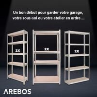AREBOS 2x Étagères Pour Charges Lourdes Étagères d'atelier Étagères de Bureau MDF