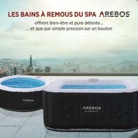 AREBOS Spa Gonflable Piscine Bien-être Chauffage Massage Carré 154x154cm 600 L