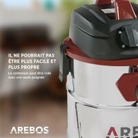 AREBOS Aspirateurs Industriels Aspirateurs Éau et Poussière 1600W 30L Rouge - Rouge