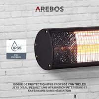 AREBOS Radiateur Infrarouge Réchauffeur Émetteurs Infrarouges Chauffage de Patio 2000W Noir - Noir