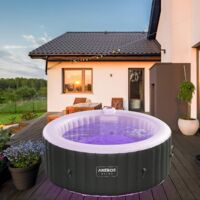 AREBOS Spa Gonflable avec éclairage LED  pour l'intérieur et l'extérieur  4 Personnes  ⌀ 180 cm 130 Jets de Massage 800 litres