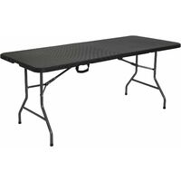 AREBOS Table Pliante | Table de Buffet | Look rotin | Table de Jardin | Table de Camping - noir