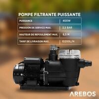 AREBOS Système de filtration à sable avec Pompe de 400 W Filtre à Sable Système - Noir