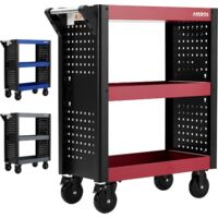 Arebos – Chariot de service mobile 3 étagères en acier – Capacité 120 kg – Roulettes pivotantes pour manœuvre aisée – Pour atelier et garage