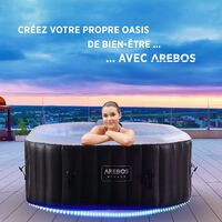 AREBOS Intérieur-Extérieur Spa Piscine Bien-être Massage Octogonal avec LED 2400 W