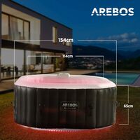 AREBOS Intérieur-Extérieur Spa Piscine Bien-être Massage Octogonal avec LED 2400 W