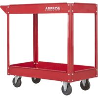 Arebos – Chariot d'atelier mobile 2 étagères en acier – Capacité de charge 100 kg – Roulettes pivotantes pour maniabilité – Dimensions 84x41x79 cm