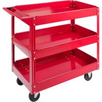 Arebos – Chariot d'atelier mobile 3 étagères – Capacité de charge 100 kg – Acier robuste – Roulettes pivotantes pour déplacements faciles