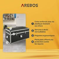 AREBOS Coffre en aluminium Coffre de transport Caisse de rangement 100 L - noir