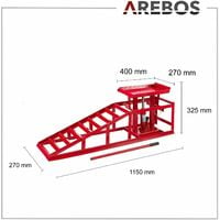 AREBOS 2x Voitures Véhicule Rampe de Levage | Hydraulique | Réglable de 280-375 mm | 2 T | Rouge - Rouge