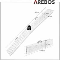 AREBOS 2x Rampe de Chargement | Pliable | 400 kg | Argent | Surface Anti-dérapante | Galvanisée et Métallisée - Argento