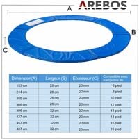 AREBOS Coussin de Protection pour Trampoline de Remplacement | Trampoline Couverture Rembourrage | résistant aux intempéries et UV | Anti-déchirure |244 cm - Bleu