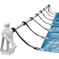 Système d'enroulement pour bâches solaires et bâches de Piscine AREBOS - Longueur de 1,05-6,15 m - Matériau résistant aux intempéries - Blanc / Argent