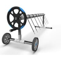 AREBOS Système d'enroulement mobile pour bâches solaires et bâches de piscine  longueur de 3m - 5,70m  matériau résistant aux intempéries  fixation et rouleaux inclus