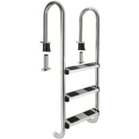 AREBOS Echelle de Piscine en Acier Inoxydable 3 marches avec Patins antidérapants sur Les échelons Echelle d'accès Argent 132x45x23
