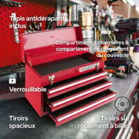AREBOS Boîte à Outils 3 Tiroirs Rouge - rouge