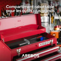 AREBOS Boîte à Outils 3 Tiroirs Rouge - rouge