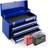 Arebos – Mallette à outils avec 3 tiroirs 45x19x4cm – Compartiment rabattable 50x20,5x6cm – Acier revêtu – Tiroirs sur roulements à billes