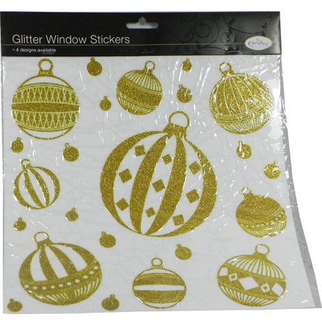 Christmas Bauble Window Stickers in Gold