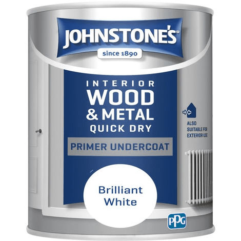 Johnstones Interior Wood & Metal Quick Dry Primer Undercoat Brilliant White 750ml