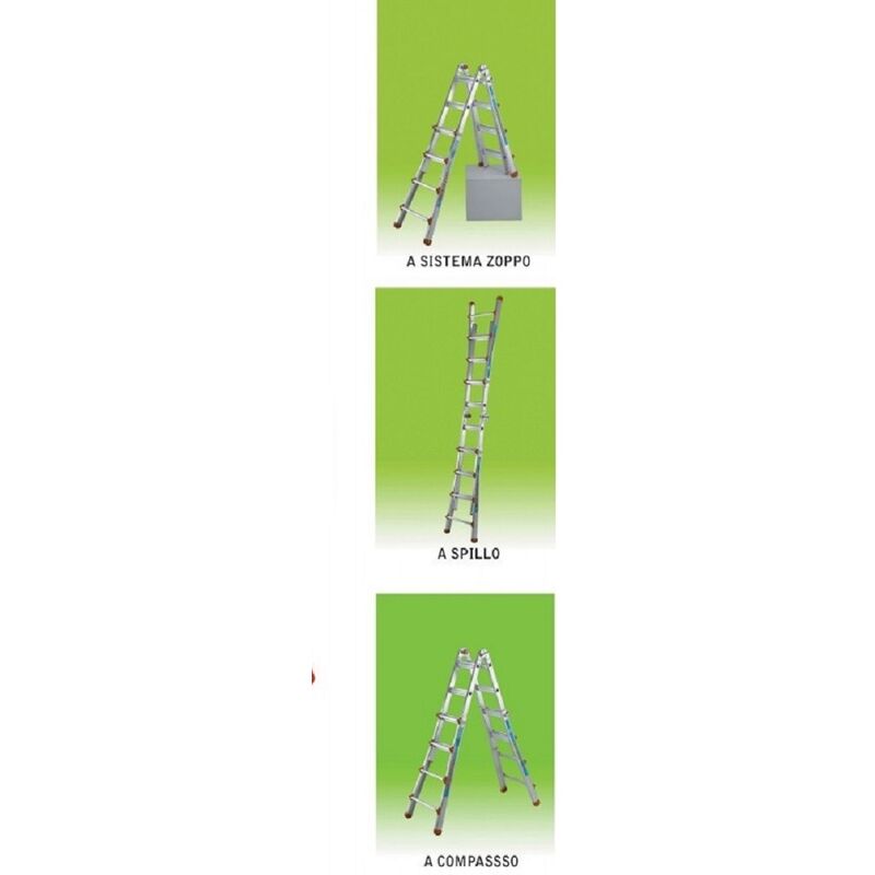 Scala in alluminio telescopica multiuso queen gr.4+4 mt.4,10 - Salone