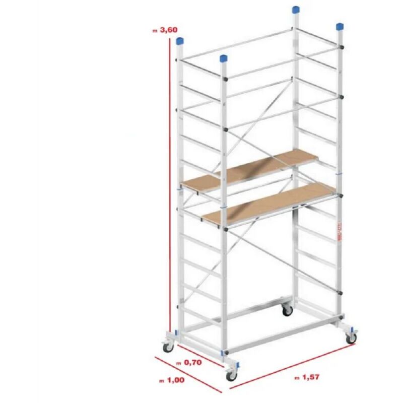 Ponteggio trabattello alluminio zeus 157x100x360h piano di lavoro cm.198 -  Salone