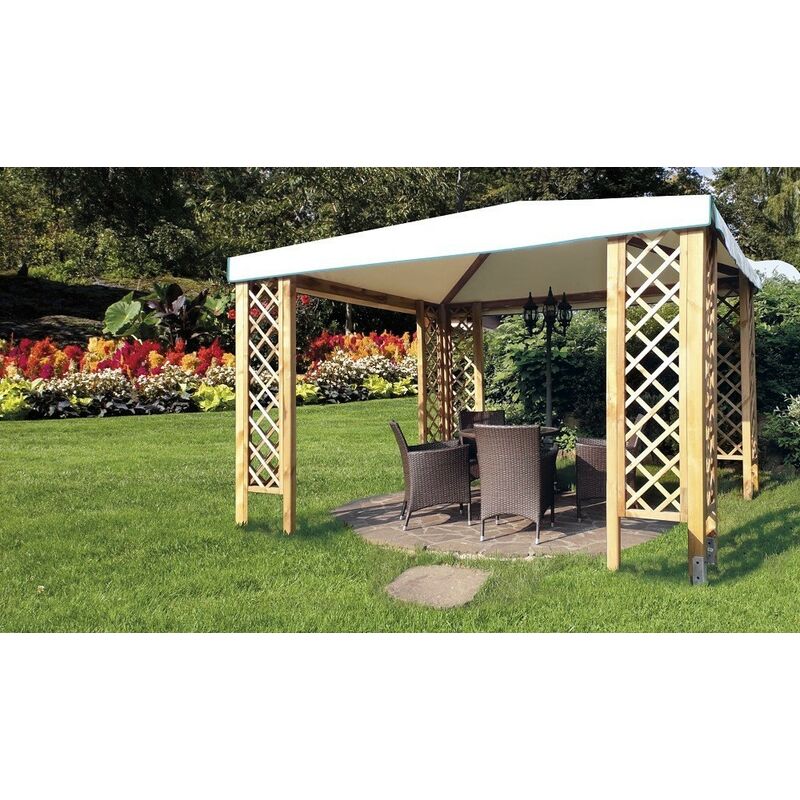 Gazebo capri 3x3 con grigliati in legno di pino massello copertura