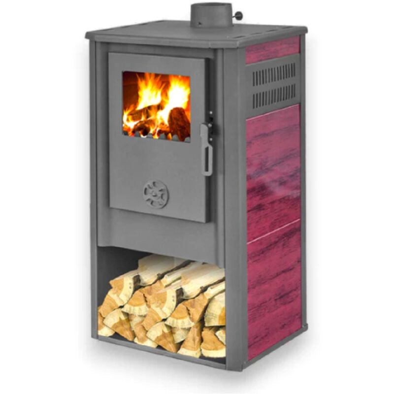 STUFA A LEGNA KURSAL DE LUXE ROSSO 49x46xH93 cm. 9Kw