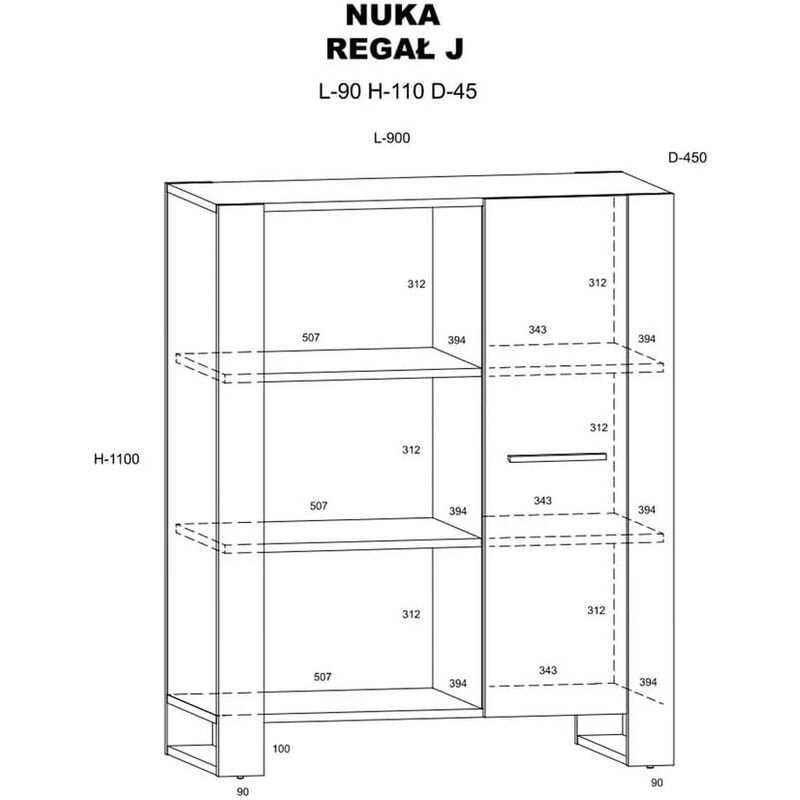 LIBRERIA SCAFFALE CORBETO MOBILE CASA UFFICIO ANTRACITE ROVERE  68.6x41.6x190CM