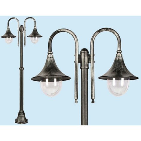 Lampione alluminio 2 luci galatea palo cm.186h illuminazione esterno - Fraschetti