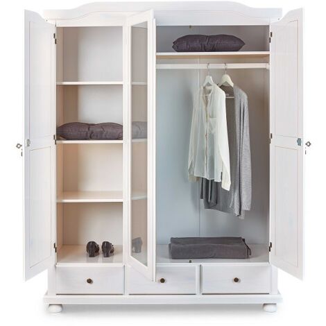 Armadio Links kappl in pino massello finitura bianco l.150x56x200h. articolo in kit - Inter Link