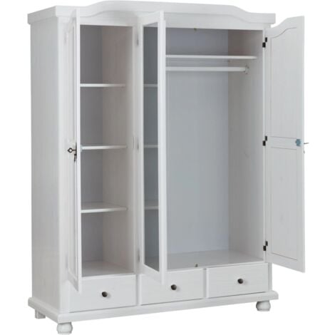 Armadio Links kappl in pino massello finitura bianco l.150x56x200h. articolo in kit - Inter Link