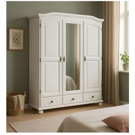 Armadio Links kappl in pino massello finitura bianco l.150x56x200h. articolo in kit - Inter Link