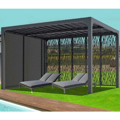 Pergola Bioclimatica Atena 3x4m In Alluminio Grigio Antracite - Con Lamelle Orientabili Manuali - Foto 13