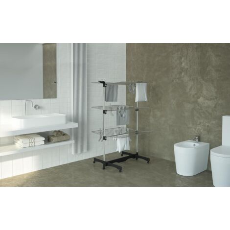 Stendibiancheria A Torre 3 Livelli Con Ruote – Capacità 30 M, Pieghevole 61x71x135 Cm