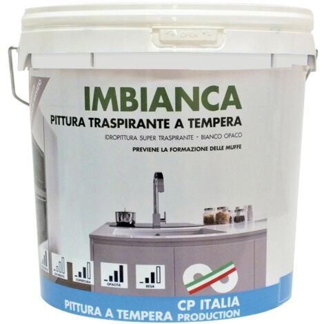 Idropittura Pittura a Tempera per interni - 5 litri - bianco opaco - 501CAP000005 Imbianca (1/2)