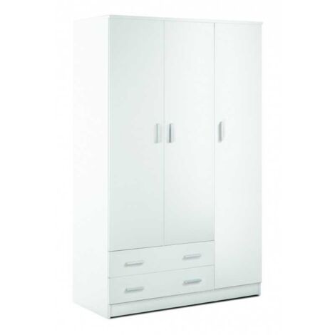 Armadio 3 ante 2 cassetti h182 l115 p52 cm colore bianco liscio 457k sarmog - Sarmog