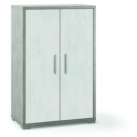 Mobile armadio 2 ante h110 l71 p41 cm strutura color cemento frontali bianco ossido dd270k sarmog - Sarmog
