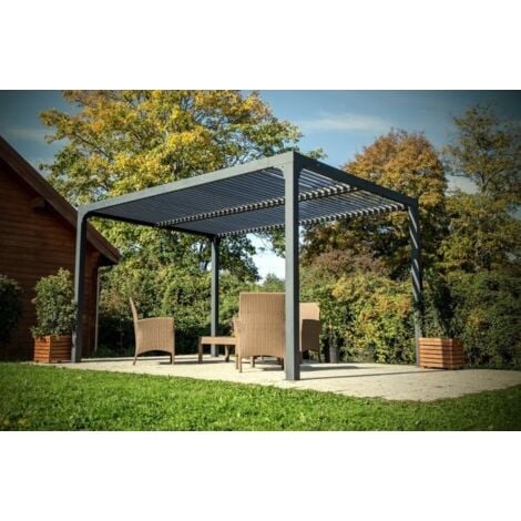 Pergola Con Tetto Retrattile 3x6 M - Gazebo Grigio Antracite, 4 Piedi - Foto 5