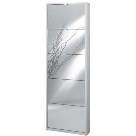 Armadio scarpiera slim bianco fiammato con 5 ripiani a