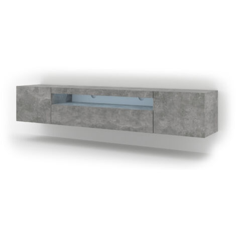 Mobile TV sospeso o a terra Led Incluso 200x42/36x37 Cm STAND AURA color Cemento