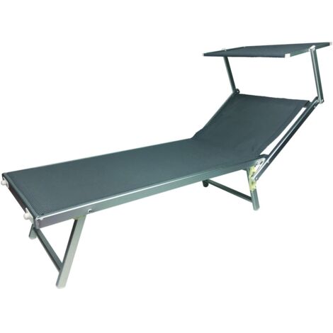LETTINO SPIAGGIA PRENDISOLE ALLUMINIO MOD.RIMINI CON TETTINO GRIGIO 180x60xH38cm