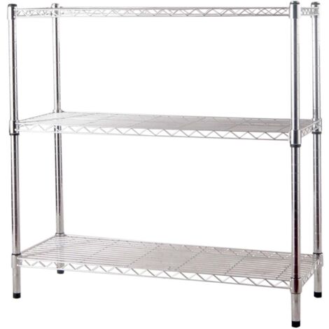 Scaffale in Acciaio Cromato con Piedini Regolabili 3 Ripiani Brixo Manhattan H 90 cm