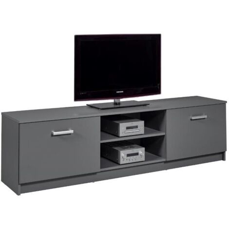 Inter Link - Comò TV moderno - Porta TV - Consolle TV - 2 ante - 3 ripiani - Rovere artigianale e imitazione antracite - Corbeto TV