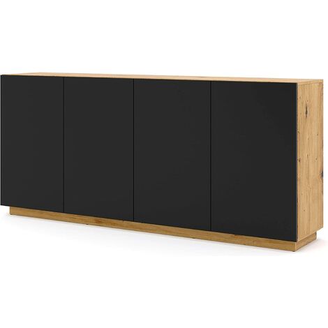 MOBILE CASSETTIERA PORTA TV SOGGIORNO AURA 198x41x89cm ROVERE NERO OPACO (1/6)
